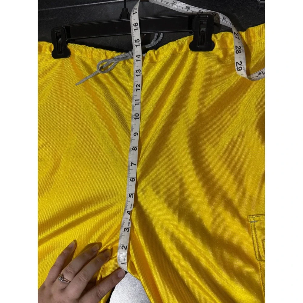 Caffeine Skater Parachute Pants Yellow Mens Large Baggy Cargo Rave Festival Y2K